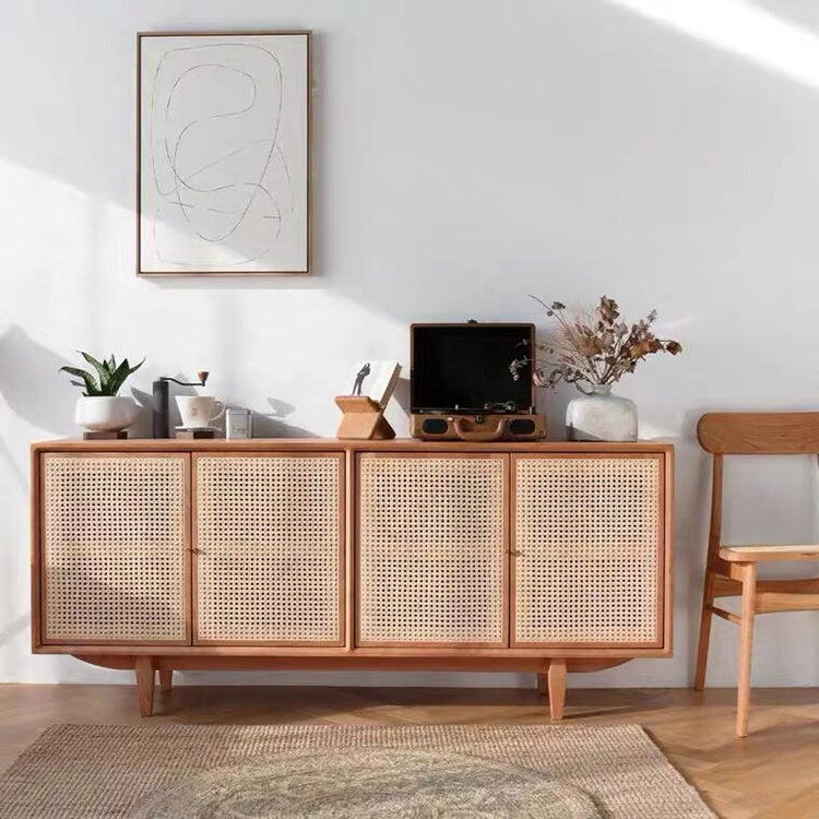 SADIE Rattan Buffet Sideboard Solid Wood Coastal Island ( 2 Color 2 Size )