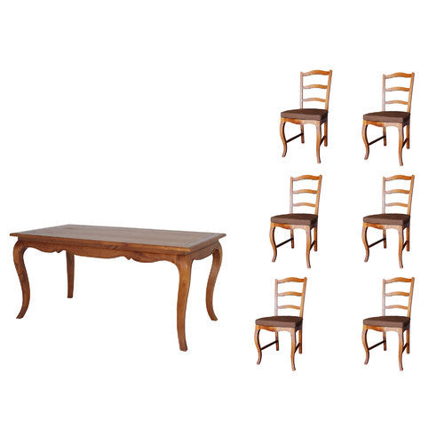 Cannes French Provincial Dining Table 160 cm and 6 Chair Set Special Package