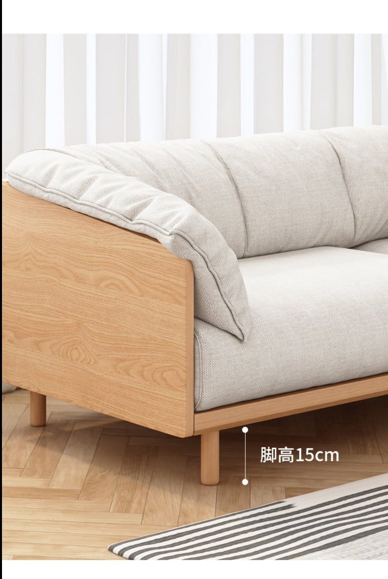ELLIE Scandinavian Sofa Japanese Nordic Style Full Wood Frame 90 to 260 cm   ( 1, 2 3 Seater, Choice of 6 Size, 5 Color )