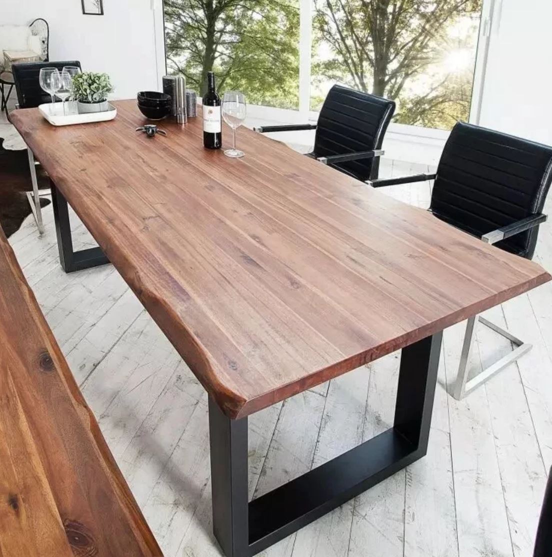 WAREHOUSE SALE AUBREY Modern Industrial Solid Wood Dining Table ( 4 Color Selection ) Special Price $499 - 899