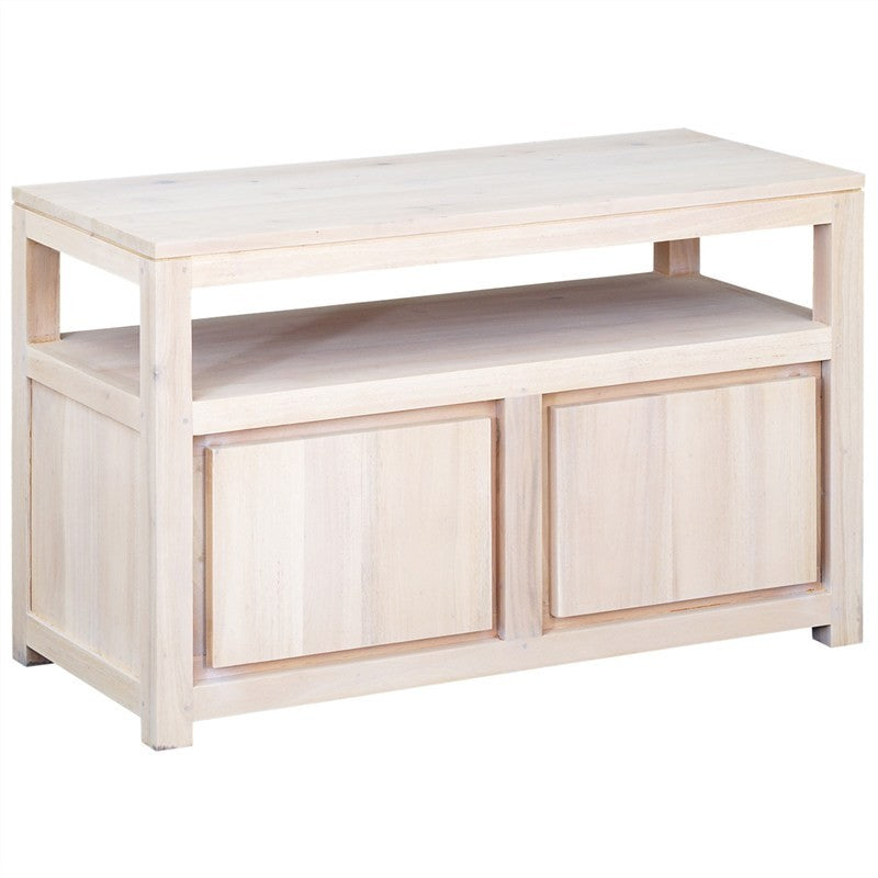 Los Angeles Solid Teak Timber 2 Door TV Unit, 97cm, White Wash ATF388TV-200-TA-WS_1