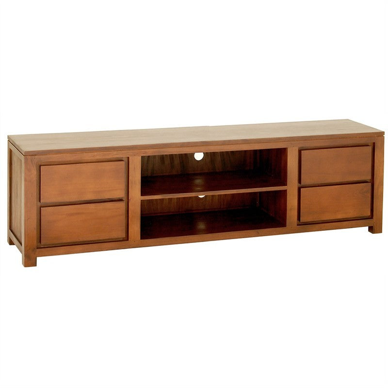 Los Angeles Solid Teak Timber 4 Drawer 200cm TV Console Unit - Light Pecan ATF388SB-004-TA-200-LP_1