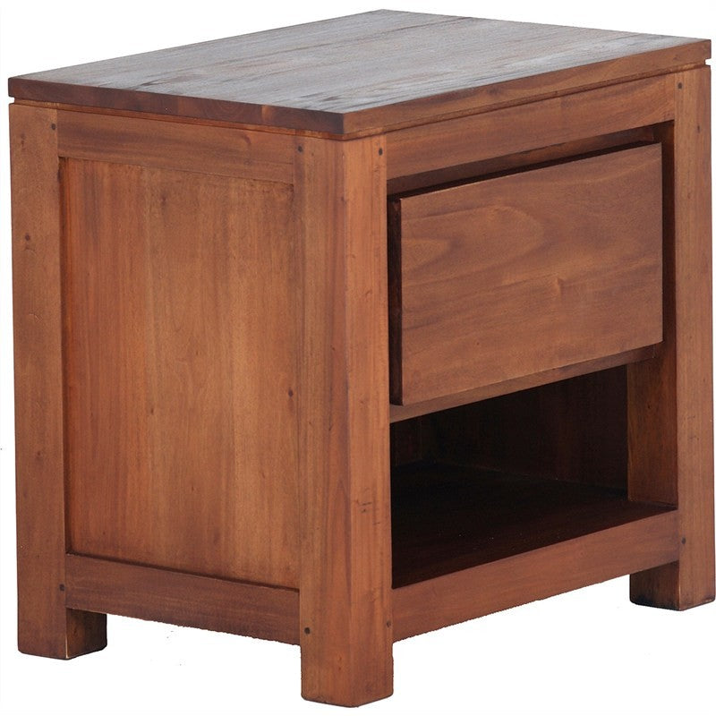 Los Angeles Solid Teak Timber Single Drawer Bedside Table - Light Pecan ATF388BS-001-TA-LP_1