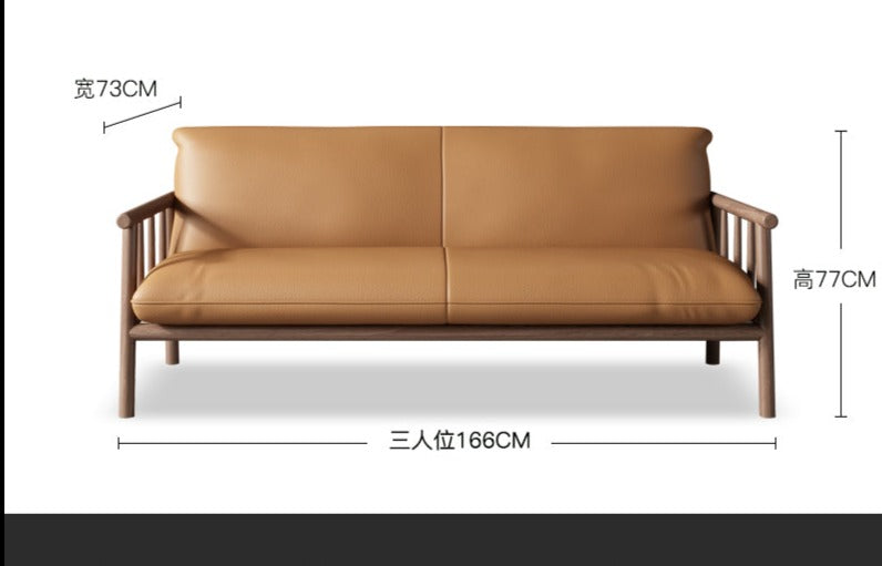 MILA Sofa Solid Wood Nordic Japanese Style Eco Friendly Vegan Leather