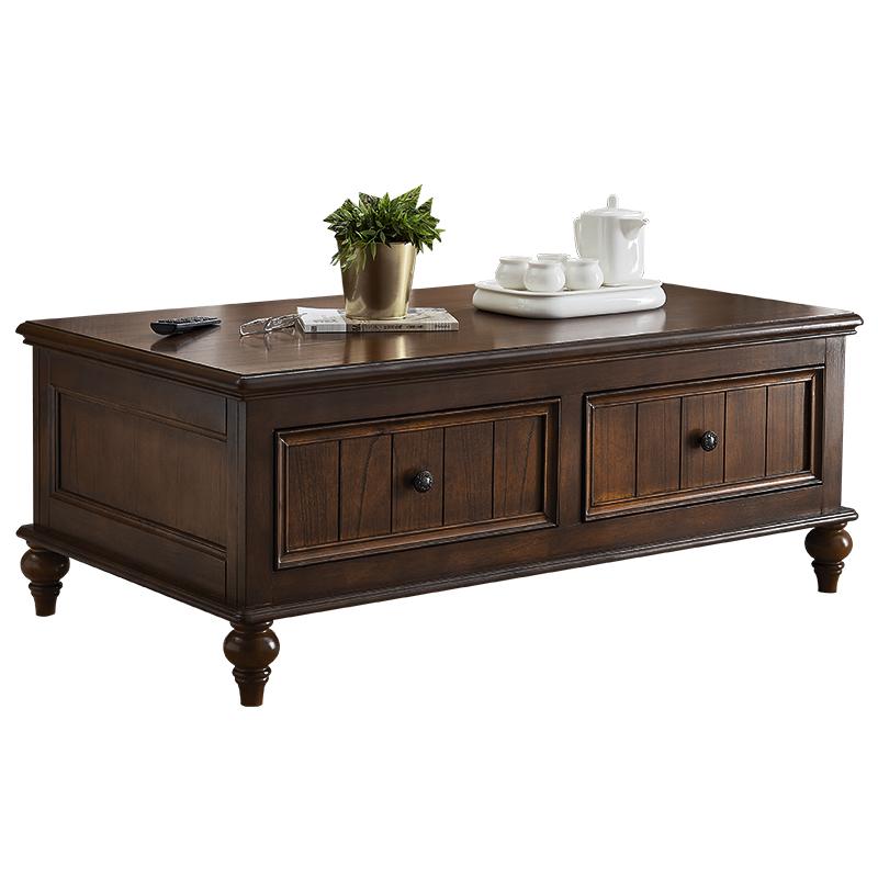 Calvin Glass Display 2 Drawers , TV Console, Coffee Table, America Classic Style Living room Solid Wood