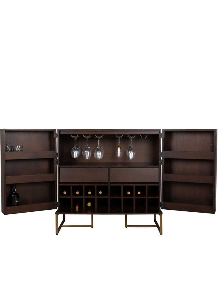 CHARLEE  Bar Counter Solid Wood Wine Rack Cabinet