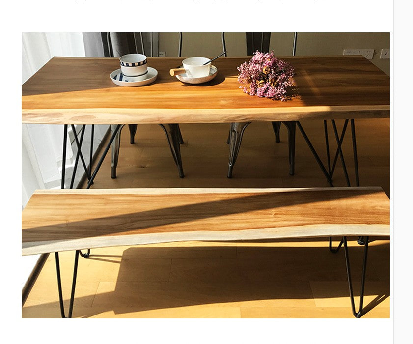 Quinn Live Edge Dining Table / Bench Scandinavian Nordic Acacia Suar Design Solid Wood ( 5 Size )