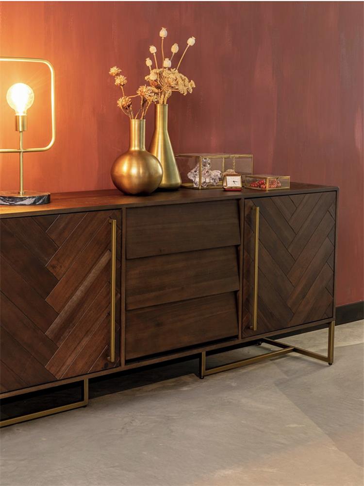 DELANEY Herringbone Solid Wood American Ash Acacia Sideboard Buffet Cabinet