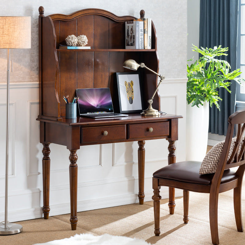 ABEL Writing Desk Solid Wood With Bookshelf Display