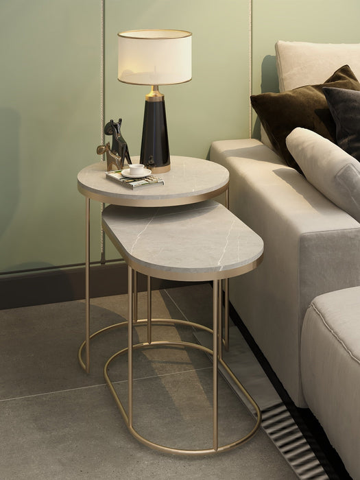 ALEX Coffee Table Oval and Round Italian Minimalist Luxury Marble Rock Board