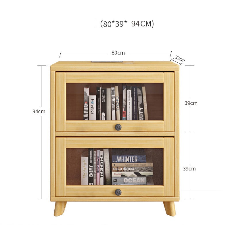 Brielle Glass Display Cabinet Bookcase Solid Wood ( Natural Color )