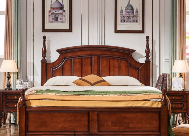 DAISY Boston Hilton Bed with carvings ( Mahogany Colour )