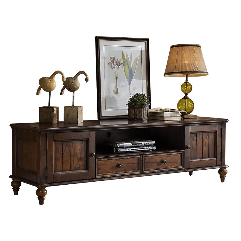 Calvin Glass Display 2 Drawers , TV Console, Coffee Table, America Classic Style Living room Solid Wood