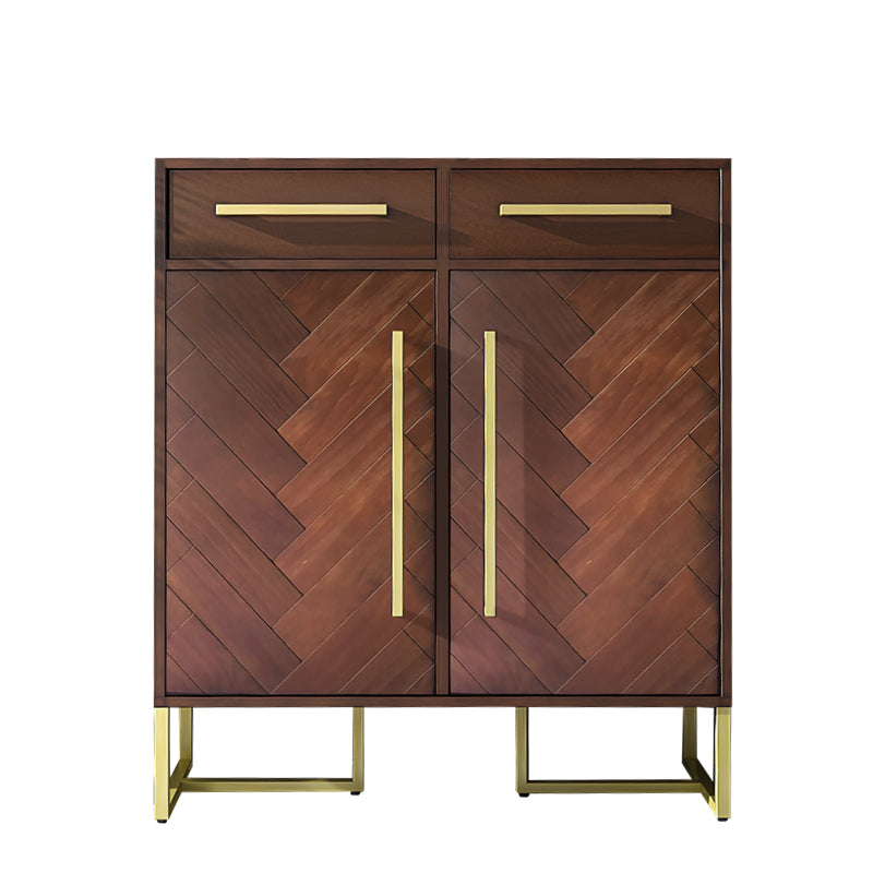 MIRIAM Herringbone Buffet Sideboard Cabinet Solid Wood for Cloth, Shoe Cabinet