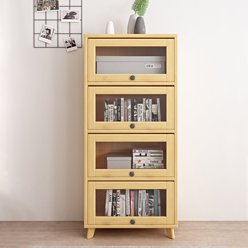 Brielle Glass Display Cabinet Bookcase Solid Wood ( Natural Color )