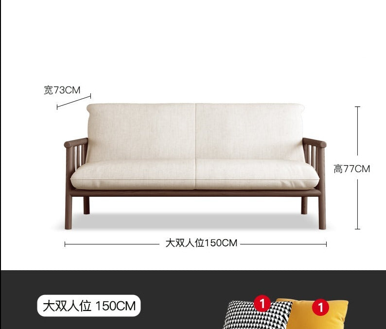 LAYLA Scandinavian Sofa Solid Wood Japanese-style ( Choose From 4 Size, 7 Color )