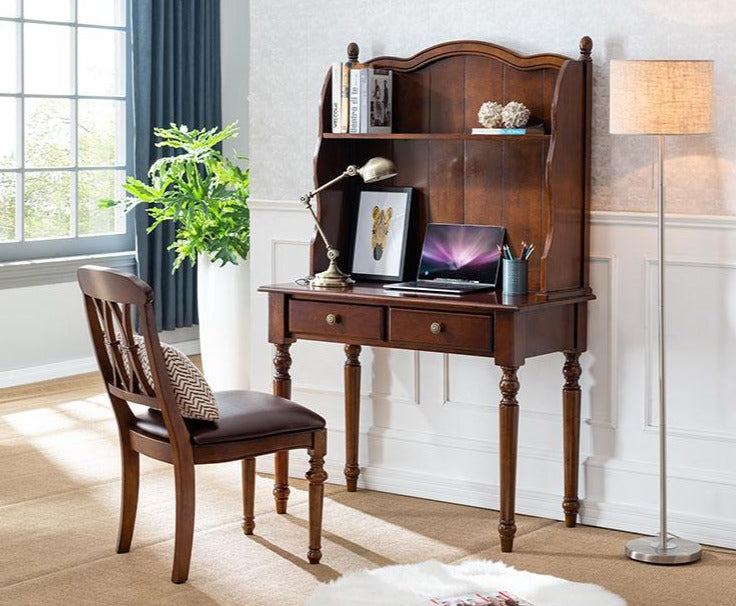 ABEL Writing Desk Solid Wood With Bookshelf Display