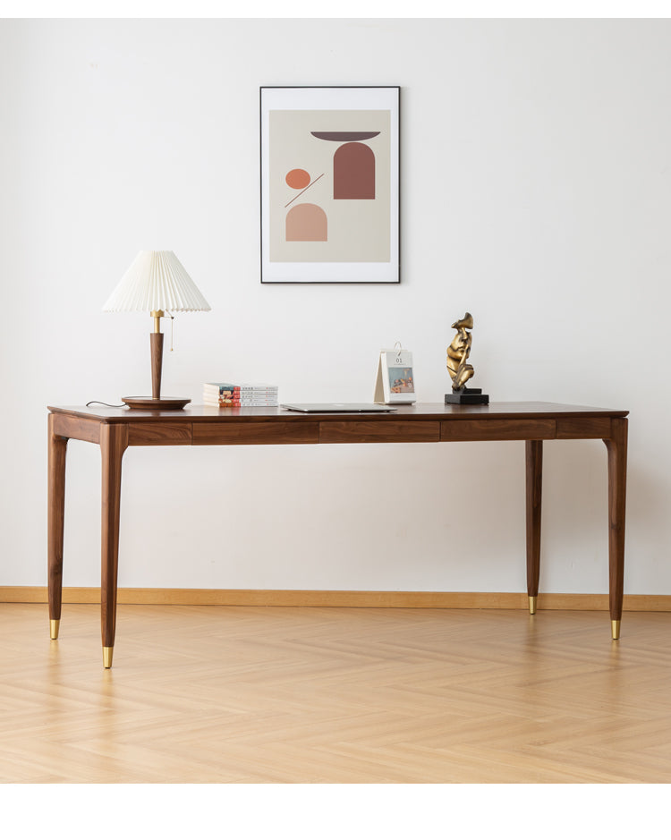 ALIVIA RITZ Modern Desk Console Table Solid Wood desk Natural / Walnut