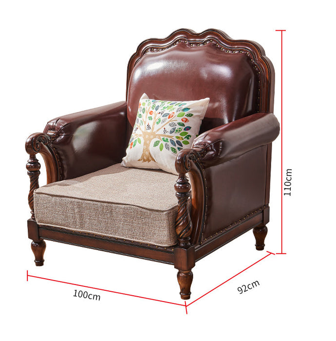 BOSTON HILTON American Solid Wood Sofa 1+2+3 Armrest Leather Cloth Seat