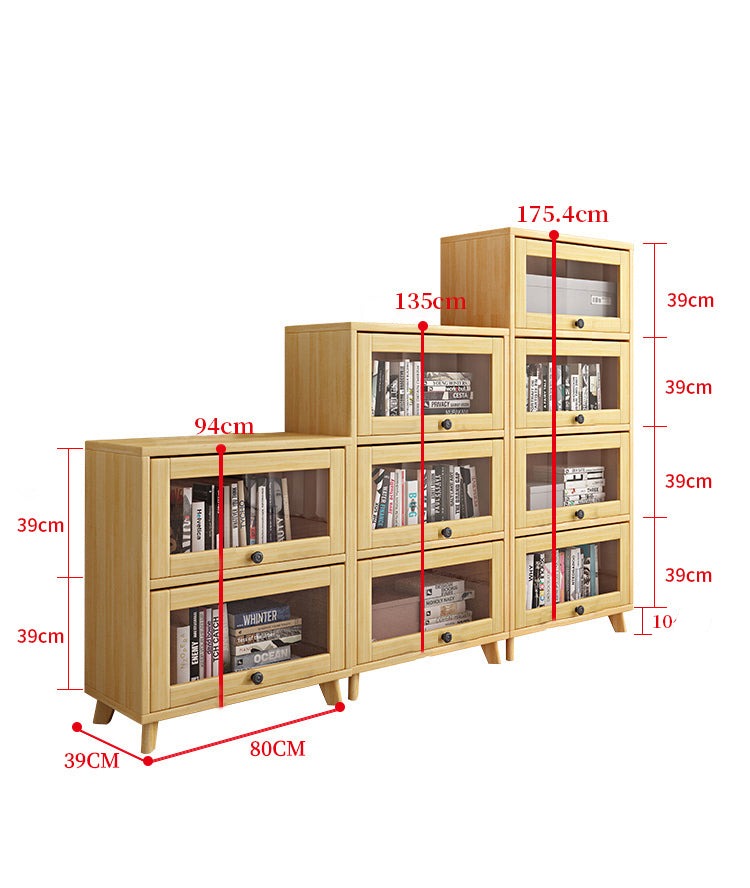 Brielle Glass Display Cabinet Bookcase Solid Wood ( Natural Color )