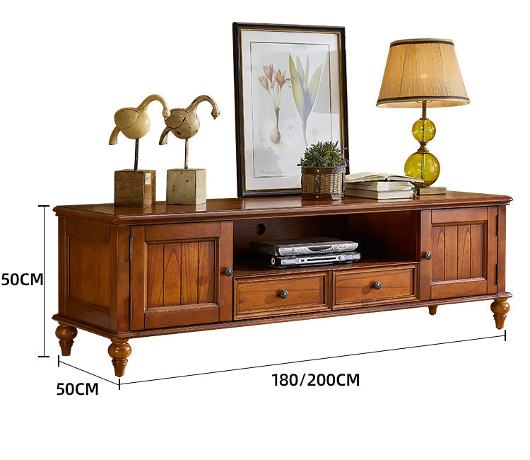 Calvin Glass Display 2 Drawers , TV Console, Coffee Table, America Classic Style Living room Solid Wood