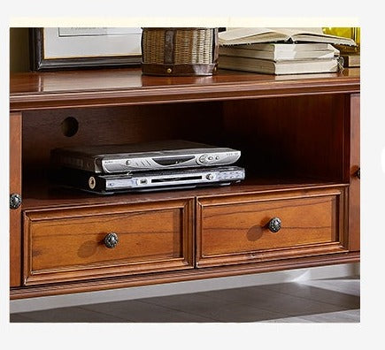 Calvin Glass Display 2 Drawers , TV Console, Coffee Table, America Classic Style Living room Solid Wood