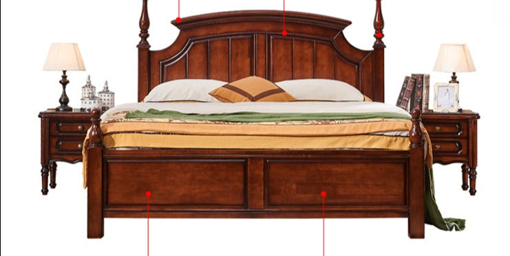 DAISY Boston Hilton Bed with carvings ( Mahogany Colour )