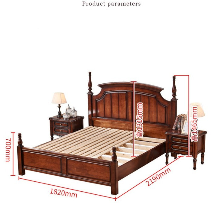 DAISY Boston Hilton Bed with carvings ( Mahogany Colour )