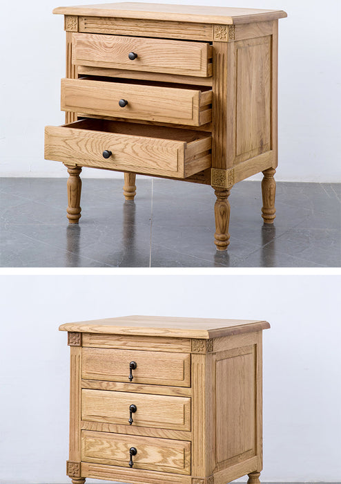 EZEKIEL American French Country Bedside Table 3 Drawers ( Select from 3 Color )
