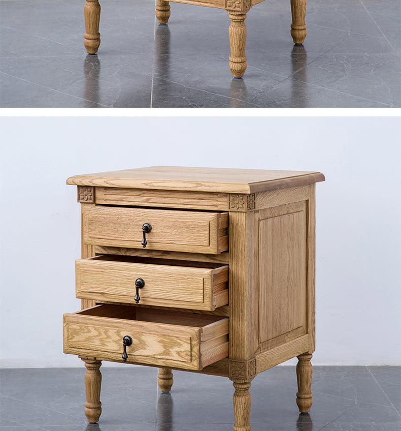 EZEKIEL American French Country Bedside Table 3 Drawers ( Select from 3 Color )