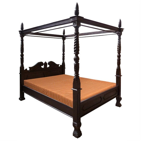 French Jepa Solid Teak Timber King Size Postal Bed - Chocolate ATF388BS-400-CV-King-C_1