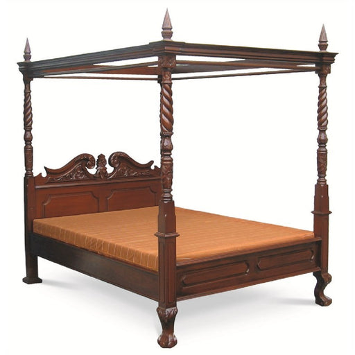 French Jepa Solid Teak Timber King Size Postal Bed - Mahogany ATF388BS-400-CV-King-M_1