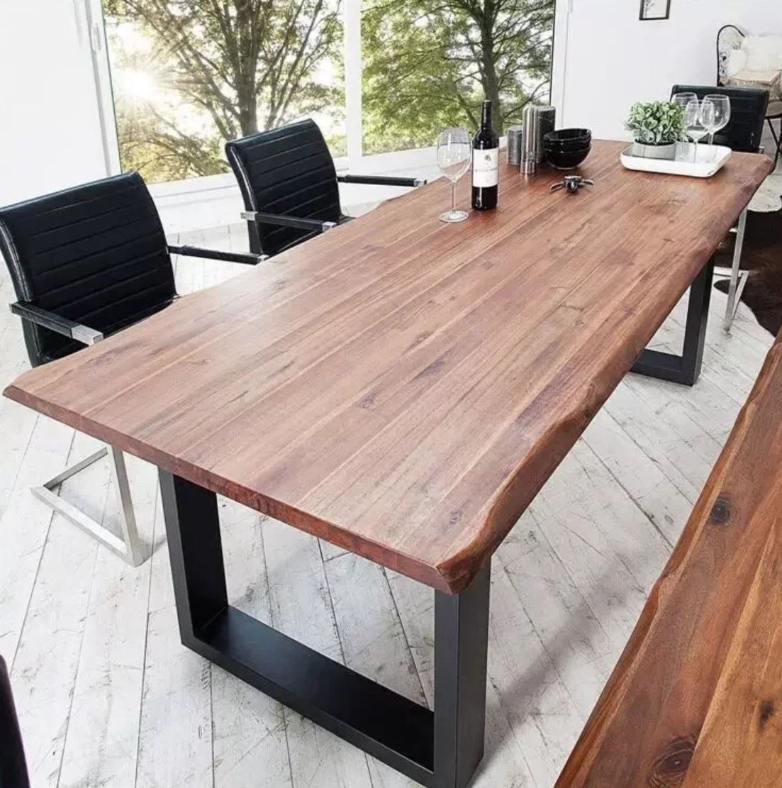 WAREHOUSE SALE AUBREY Modern Industrial Solid Wood Dining Table  ( 4 Color Selection ) Special Price $499 - 899