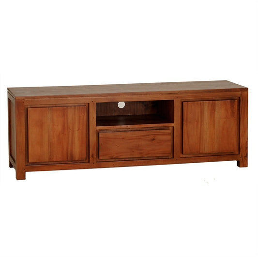 Los Angeles Solid Teak Timber 2 Door Single Drawer 160cm TV Console Unit - Light Pecan ATF388SB-201-TA-LP_1