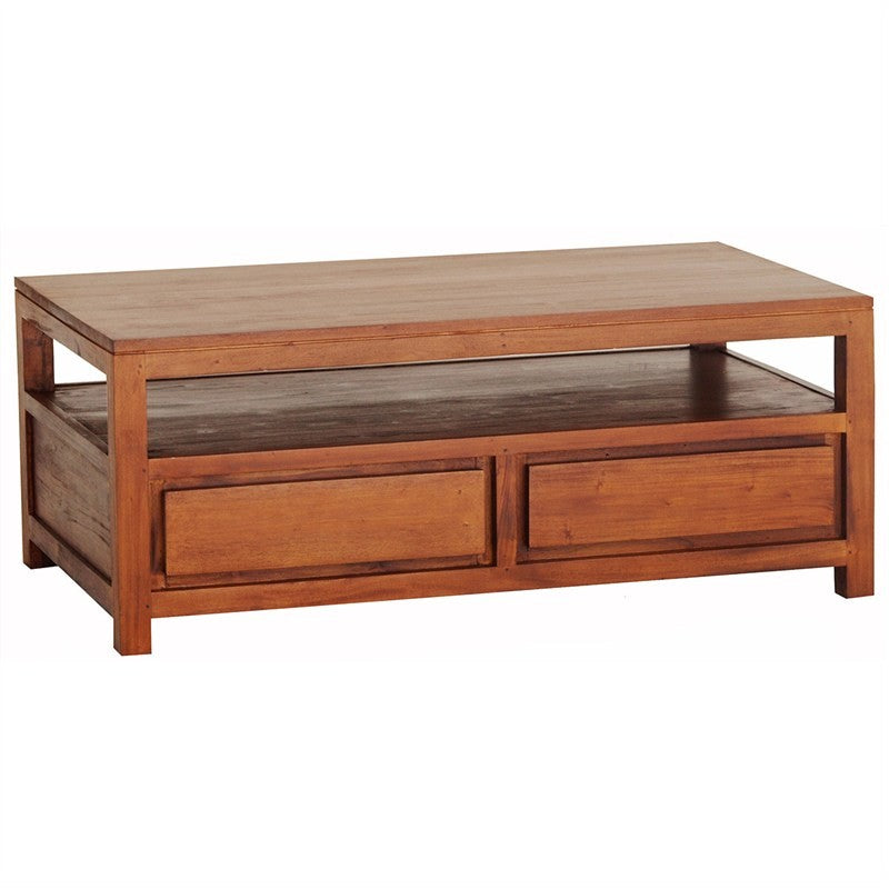 Los Angeles Solid Teak Timber 4 Drawer 120cm Coffee Table - Light Pecan ATF388CT-004-TA-LP_1