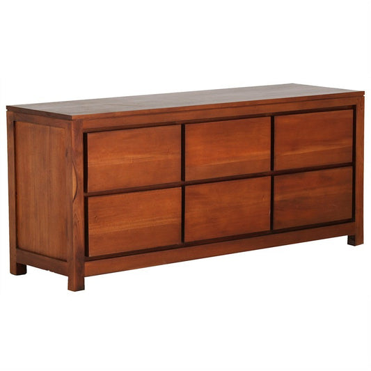 Los Angeles Solid Teak Timber 6 Drawer Dresser, Light Pecan ATF388SB-006-TA-LP_1