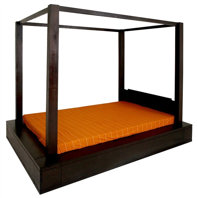 Los Angeles Solid Teak Timber Queen Size Post Bed - Chocolate ATF388BS-400-PNM-QS-C_1