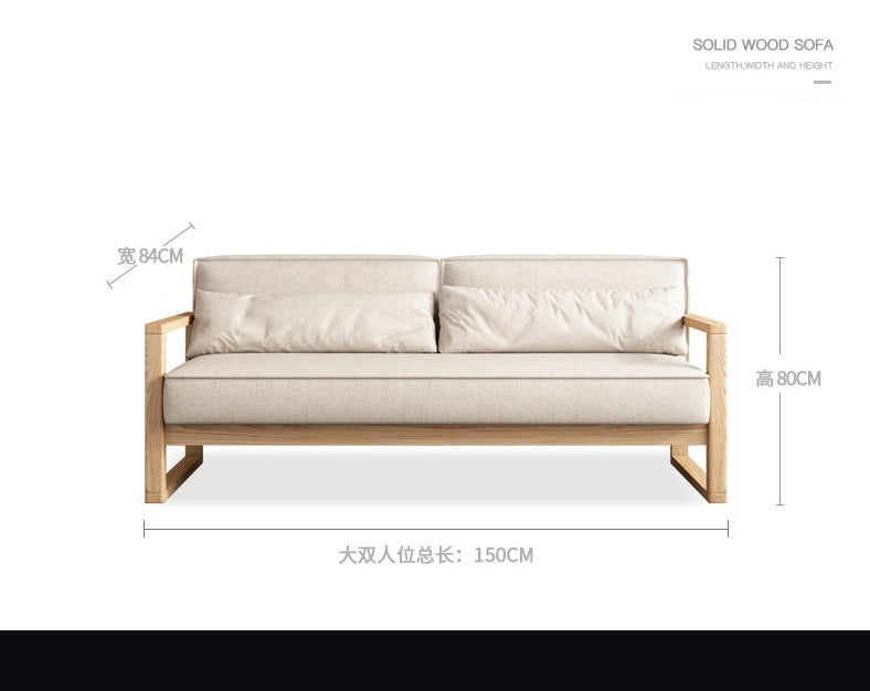 CHLOE Scandinavian Sofa American Hardwood Japanese Style ( Choice of 5 Size , 7 Fabric Color, Frame Walnut, Natural, Black )