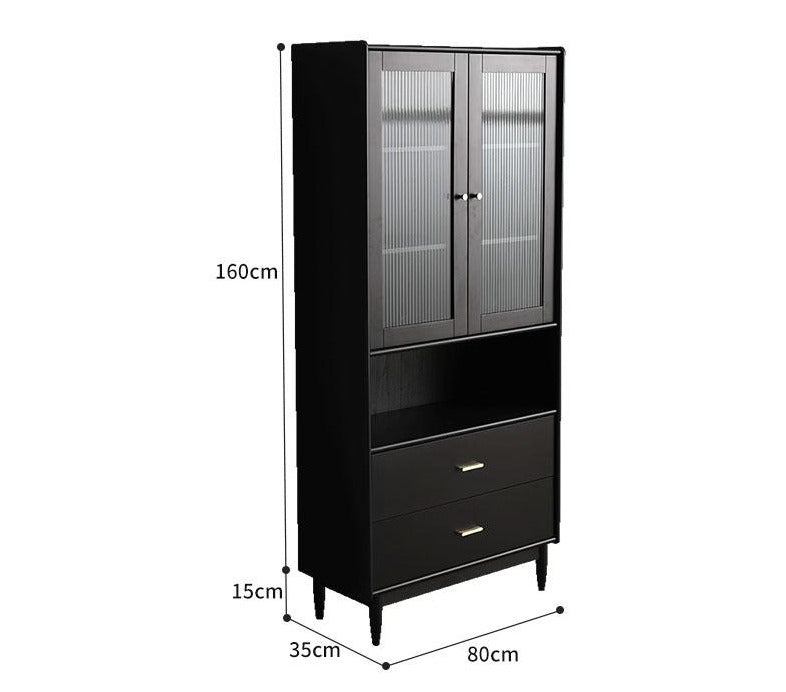 JEREMIAH Glass Display Cabinet Hutch 175cm