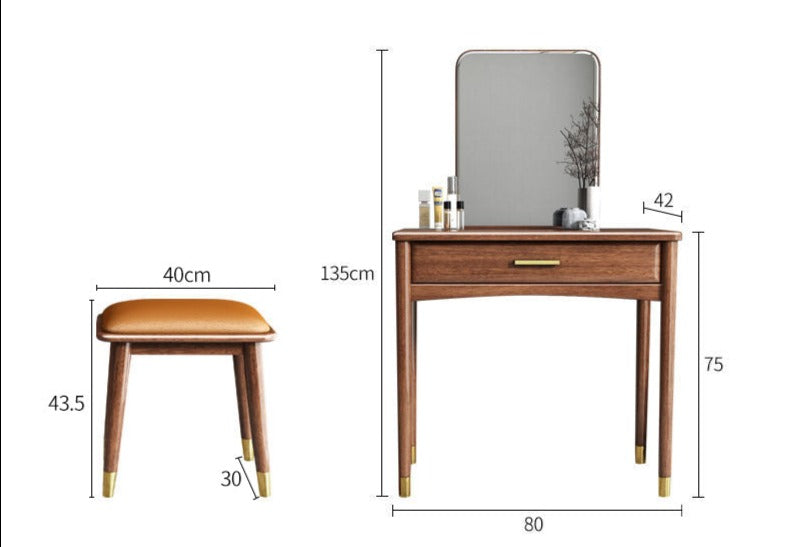 CARLY Embassy Sandalwood Solid Wood Dressing Table Vanity Mirror Storage Cabinet