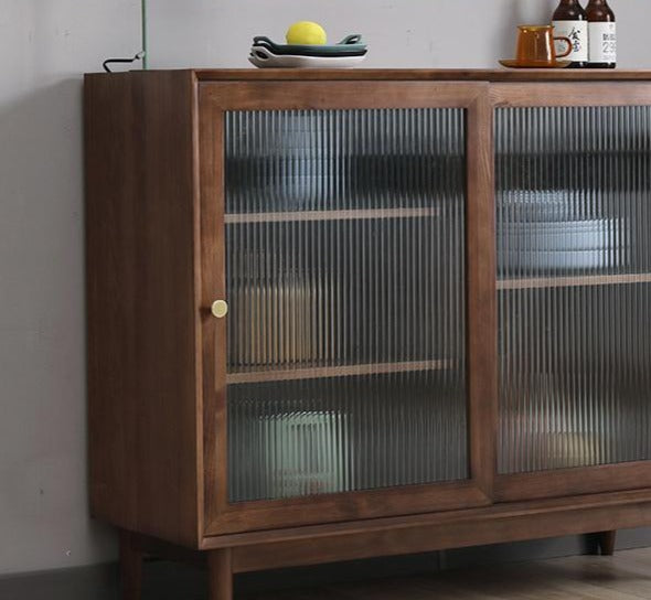 ELIANA Industrial Minimalist Glass Display Buffet