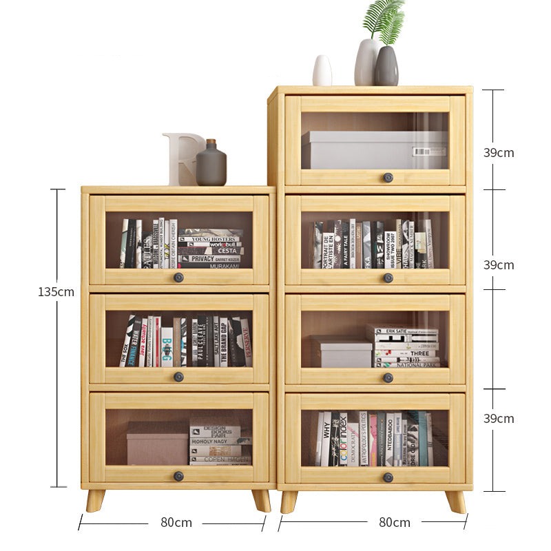 Brielle Glass Display Cabinet Bookcase Solid Wood ( Natural Color )