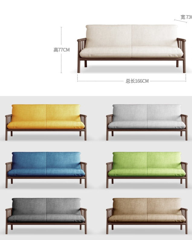 LAYLA Scandinavian Sofa Solid Wood Japanese-style ( Choose From 4 Size, 7 Color )