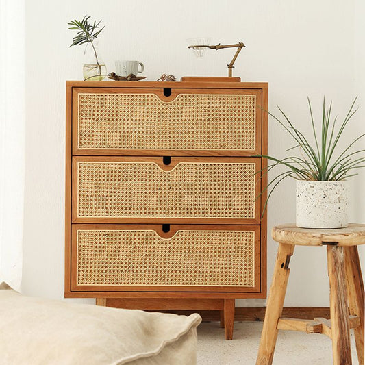 Dakota RITZ Japanese Chest of Drawers Cabinet Rattan Solid Wood Colour Walnut Cherry Natural