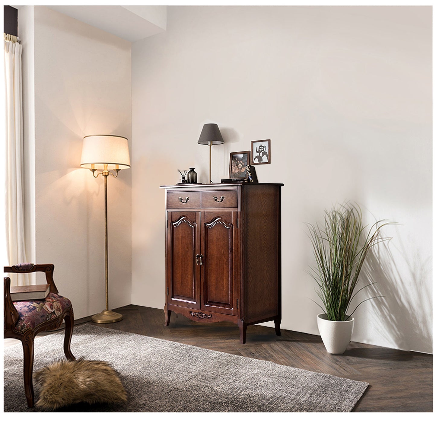 Elena New York Sheraton Buffet Cabinet Sideboard Solid Wood American Style ( Select from 6 Design Size )