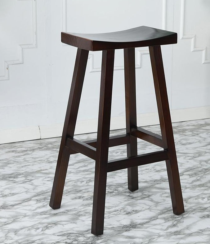 Luca High Bar Stool Solid Wood Saddle High Chair Cafe BR 067 WD