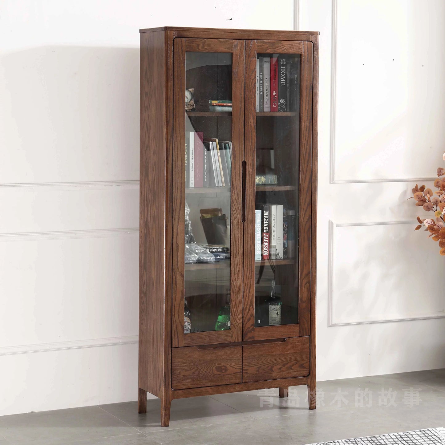 KAYDEN Scandinavian Nordic Glass Display Cabinet Bookcase