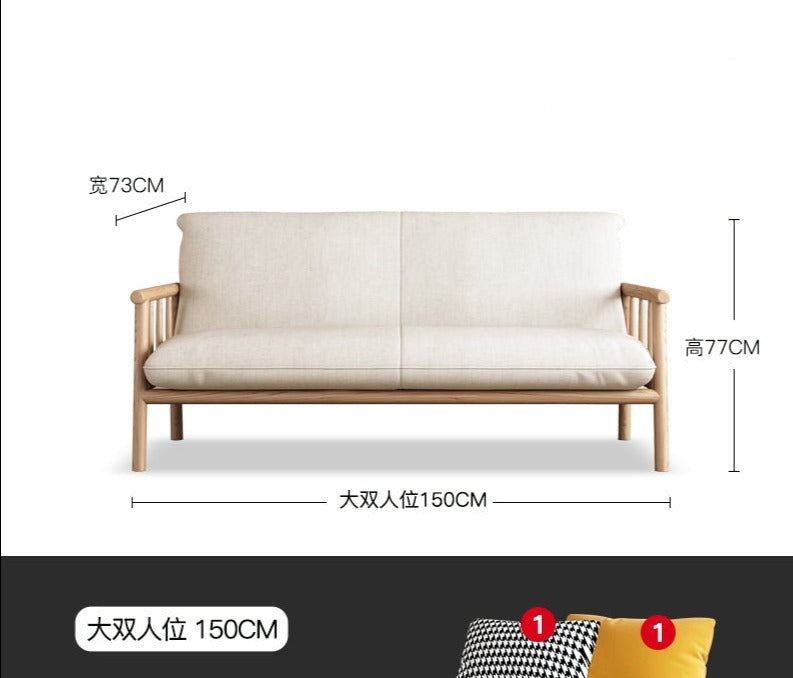 LAYLA Scandinavian Sofa Solid Wood Japanese-style ( Choose From 4 Size, 7 Color )