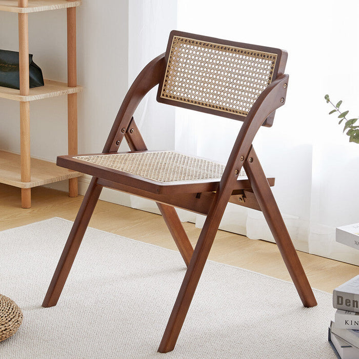 Rowan RITZ Chair Rattan with Armrest Nordic Solid Wood Walnut, Natural Color